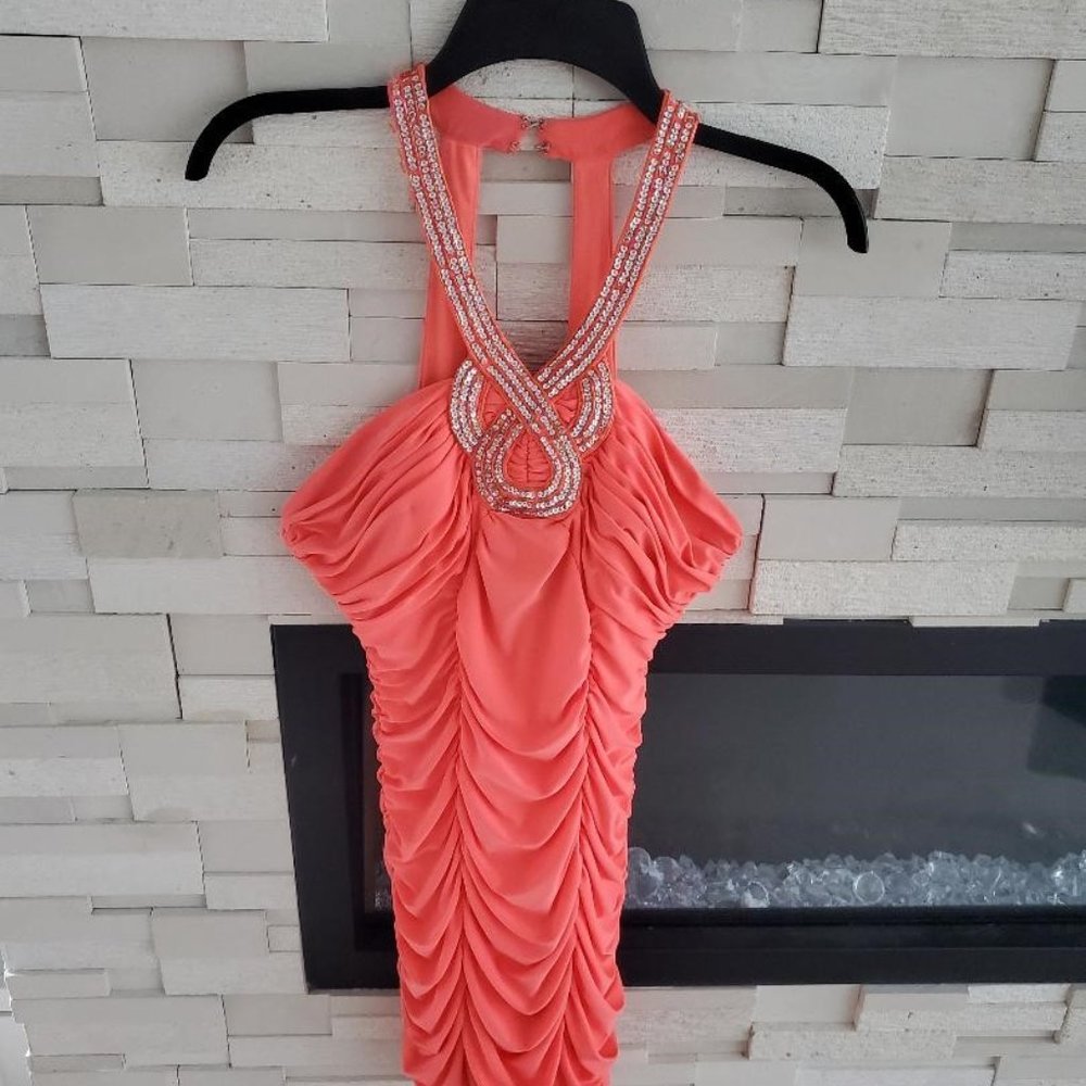 Adorable coral short formal dress